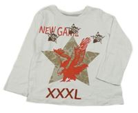 Bílé triko s hvězdou a nápisy 