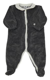 Tmavošedý sametový overal s límečkem 