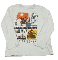 Bílé triko se skejťákem a cyklistou Primark