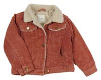 Růžová manšestrová zateplená bunda Next