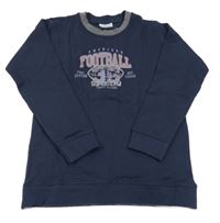 Tmvomodrá mikina s nápisem 