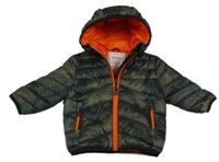 Khaki army šusťáková lehká zateplená bunda s kapucí Minoti