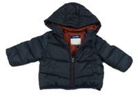 Tmavomodrá šusťáková zimní bunda s kapucí Kiabi 