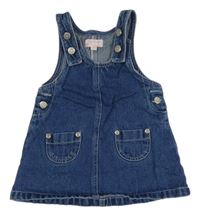 Tmavomodré riflové laclové šaty s kapsami 