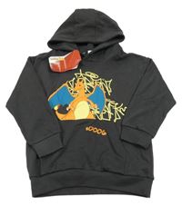 Nové - Tmavošedá mikina s drakem a kapucí - Pokémon