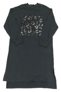 Tmavošedé bavlněné šaty s flitry Next