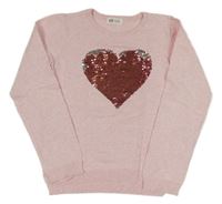 Světlerůžový melírovaný svetr s překlápěcími flitry H&M