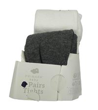 Nové - 2x punčocháče - bílé + tmavošedé melírované Primark