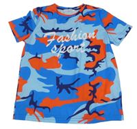 Modro-červené army tričko s nápisem Shein