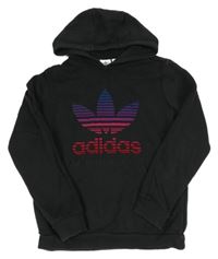 Černá mikina s logem a kapucí Adidas