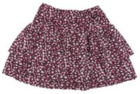 Vínová květovaná vrstvená sukně s kraťasy Zara