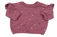 Tmavorůžová květovaná mikina s volánky Matalan