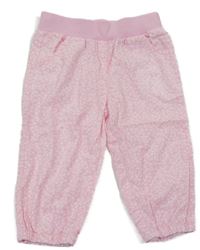 Světlerůžové květované plátěné cuff kalhoty Topomini