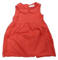 Jahodové plátěné šaty s límečkem Primark
