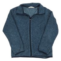 Modrošedá melírovaná fleecová propínací mikina H&M