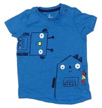 Modré tričko s roboty Mothercare