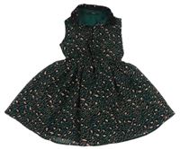 Tmavozeleno-černo-světlerůžové vzorované šifonové šaty George