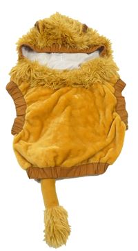 Kostým - Béžová plyšová vesta s kapucí - lev St. Bernad