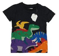 Tmavomodré tričko s dinosaury Next 