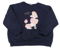 Tmavomodrá mikina s pejskem z flitrů H&M