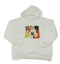 Bílá mikina s Mickeym a kapucí 