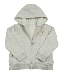 Šedá melírovaná propínací zateplená mikina se srdíčkem a kapucí Nutmeg 