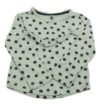 Světlemodro-černé puntíkované triko s volánkem Hema 