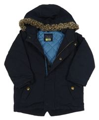 Tmavomodrá šusťáková zimní bunda s kapucí Next 