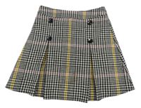 Černo-bílo-růžová kostkovaná skládaná sukně F&F