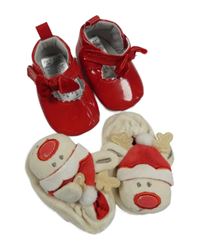 Nové - 2x Červené lakované + béžovo-červené capáčky se soby 