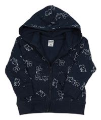 Tmavomodrá propínací mikina se sloníky a kapucí DopoDopo 