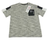Nové - Šedo-bílé melírované tričko s kapsou F&F
