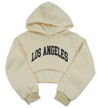 Smetanová crop mikina s nápisem a kapucí Shein 