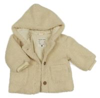 Béžová buklé zateplená bunda s kapucí Hema 