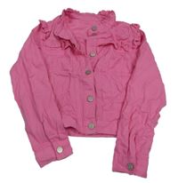 Růžová riflová crop bunda s volánky St. Bernard 