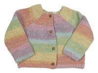 Barevný pruhovaný žinylkový propínací svetr Next