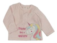 Světlerůžová sametová mikina s jednorožcem St. Bernard