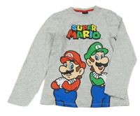 Šedé melírované triko s Máriem 