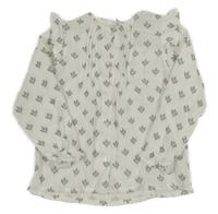 Růžová krepová halenka s květy s volánky Tex