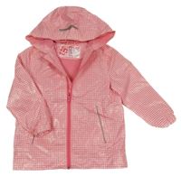Růžovo-bílá vzorovaná nepromokavá jarní bunda s kapucí Pocopiano