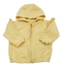 Žlutá propínací mikina s volánky a kapucí George