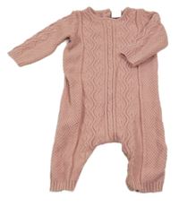 Růžový vzorovaný pletený overal Next