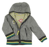 Šedá fleecová propínací zateplená mikina s kapucí 