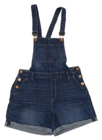 Tmavomodré laclové riflové kraťasy H&M