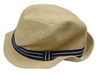 Smetanový slaměnný klobouk se stuhou H&M