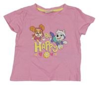 Světlerůžové tričko s pejsky - Tlapková patrola Nickelodeon 