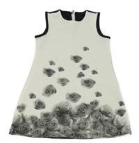 Bílo-černé květované šaty 