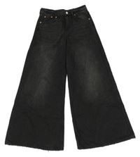 Tmavošedé super wide leg rifle H&M