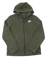 Khaki propínací mikina s logem a kapucí Nike 