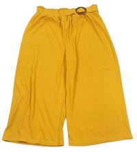 Hořčicové vzorované culottes kalhoty s přezkou PRIMARK
